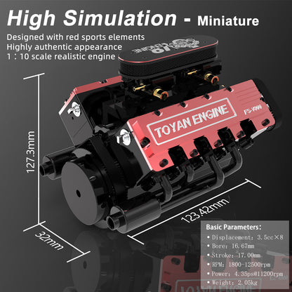 TOYAN FS-V800 28cc Nitro V8 Engine Kit - Build Your Own High-Performance Model Engine for RC Vehicles RC Engine Diyengmod