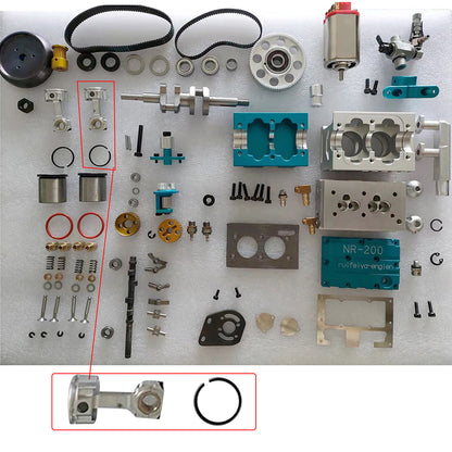 Piston and Connecting Rod Assembly with Piston Ring for NR-200 Engine - DIYEngMod Accessories Diyengmod