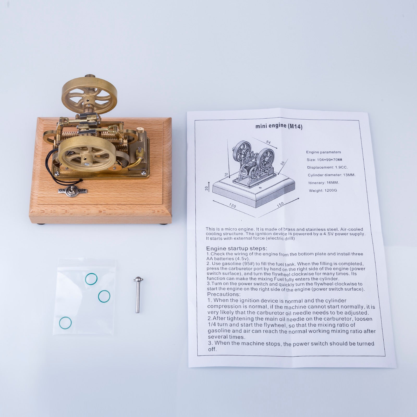 Miniature 1.9cc Atkinson Cycle 4-Stroke Gas Engine Model with Differential Opposed Piston Engine Model Diyengmod