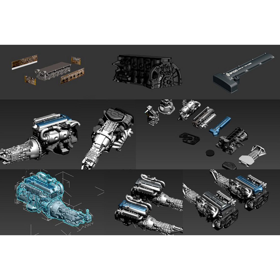 Precision 2JZ Inline Four-Cylinder Engine Gearbox Miniature Model - St ...