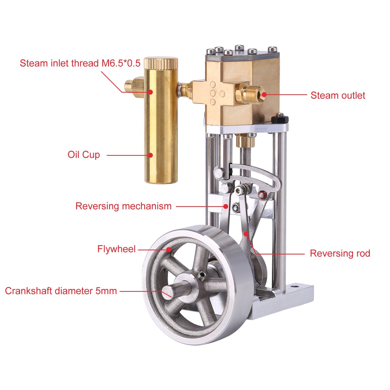 Mini Vertical Steam Engine Model with Reversing Mechanism – V1313 Steam-Powered Mechanical Kit Steam Engine Diyengmod