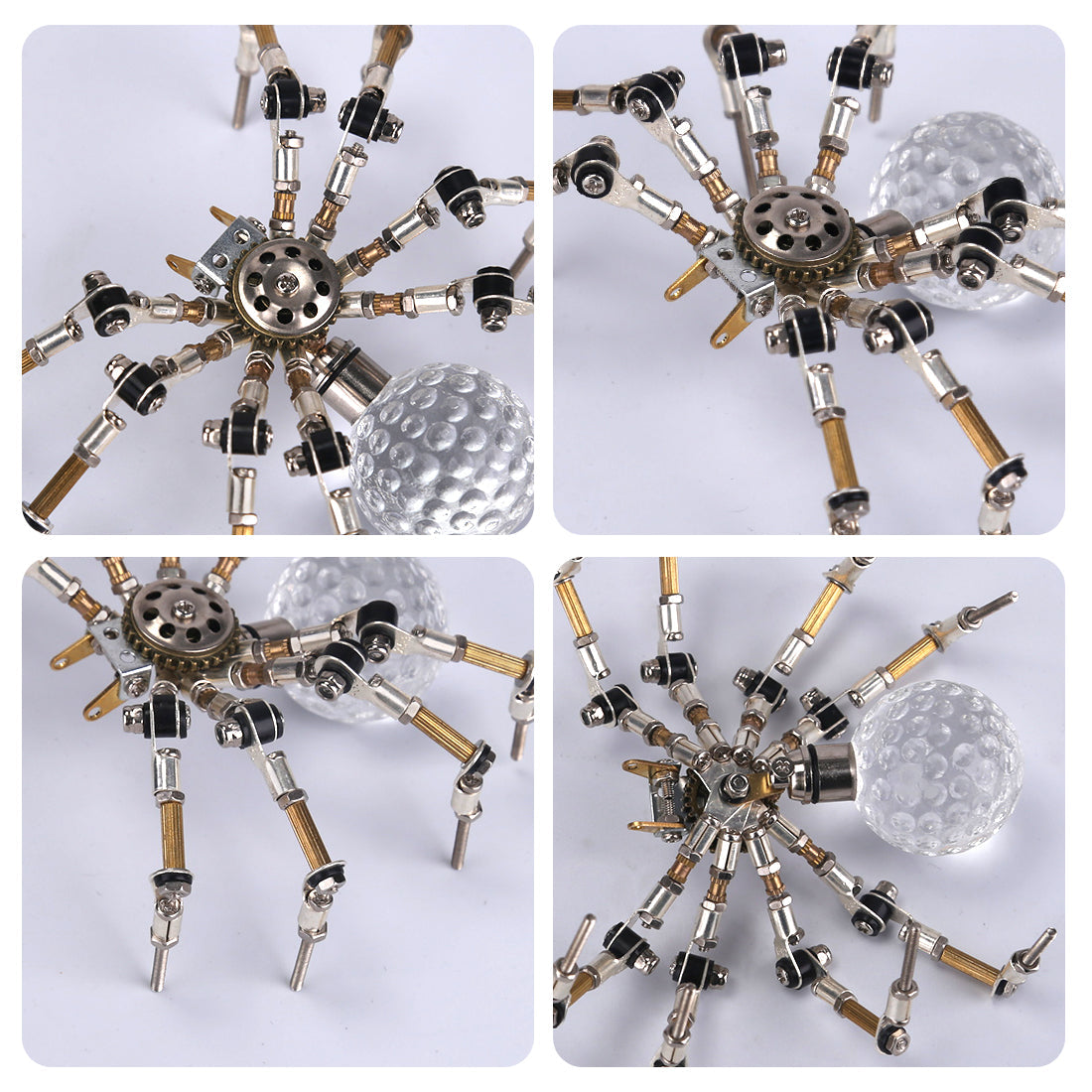 Glowing 3D Metal Spider Model DIY Kit with LED Crystal Ball - Over 270 Pieces 3D Puzzle Model Kit Diyengmod