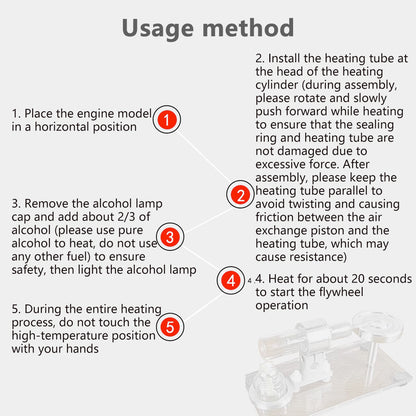 STL-HS Beta Hot Air Stirling Engine Model with Horizontal Flywheel and Wooden Base Stirling Engine Diyengmod