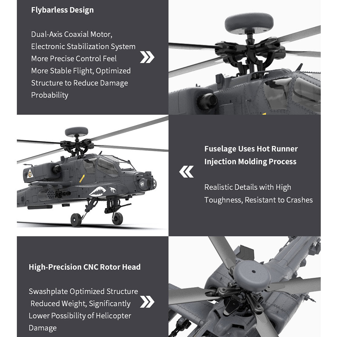 YU XIANG F11-S AH64 1/32 Scale Remote Control Apache Helicopter with GPS and 3D Stunt Capabilities RC Airplanes Diyengmod