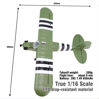 1/16 Scale WWII PIPER J-3 CUB Ready-to-Fly RC Aircraft - 4 Channel Brushless Model Plane RC Airplane Diyengmod