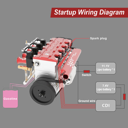 TOYAN FS-L400G 14cc Inline 4 Cylinder Four-Stroke Water-Cooled Gasoline Engine Model Kit - DIY Build Your Own Engine RC Engine Diyengmod