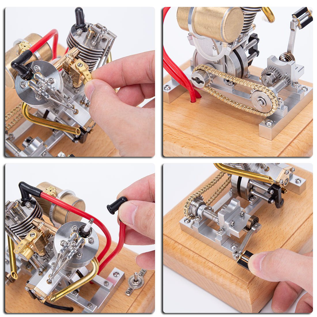 Hoglet V2 4.2CC V-Twin Four-Stroke Mini Retro Motorcycle Engine with Pedal Start Engine Models Diyengmod