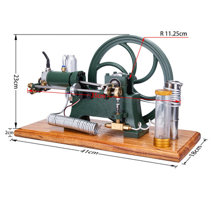 Vintage Inspired Horizontal Hot-Bulb Steam Engine Model with Water Cooling System - DiyEngMod