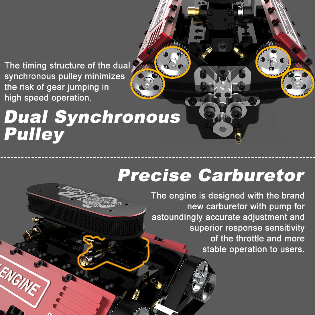 TOYAN FS-V800 28cc Nitro V8 Engine Kit - Build Your Own High-Performance Model Engine for RC Vehicles RC Engine Diyengmod