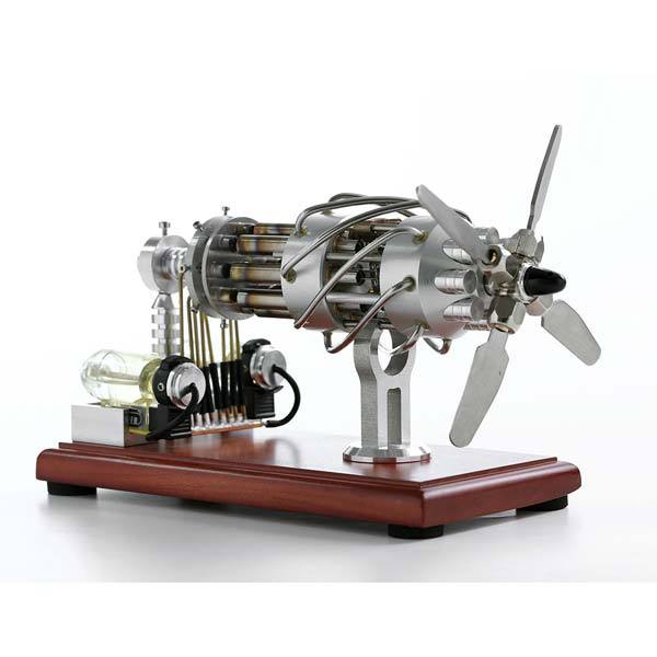 16-Cylinder Gas-Powered Stirling Engine Model Kit with Double Fuel Tanks - DIY Educational Toy Multi-Cylinder Stirling Engine Diyengmod