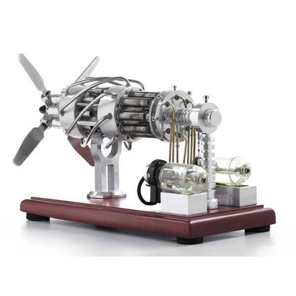 16-Cylinder Gas-Powered Stirling Engine Model Kit with Double Fuel Tanks - DIY Educational Toy Multi-Cylinder Stirling Engine Diyengmod