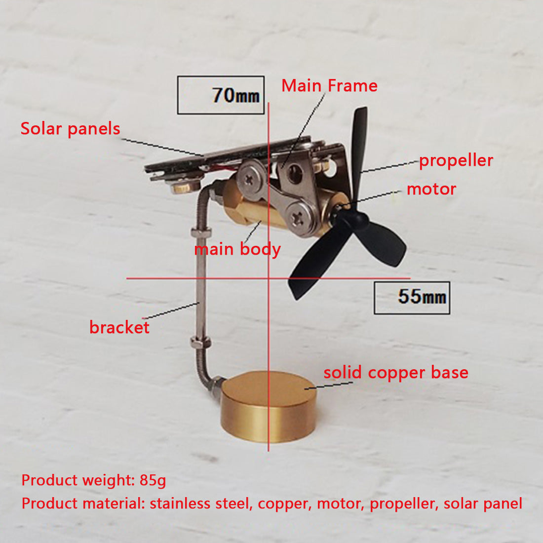 Solar-Powered Educational Windmill Model for Cars - Metal Mechanical Science Toy Engine Models Diyengmod