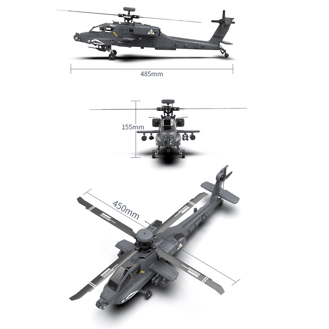 YU XIANG F11-S AH64 1/32 Scale Remote Control Apache Helicopter with GPS and 3D Stunt Capabilities RC Airplanes Diyengmod