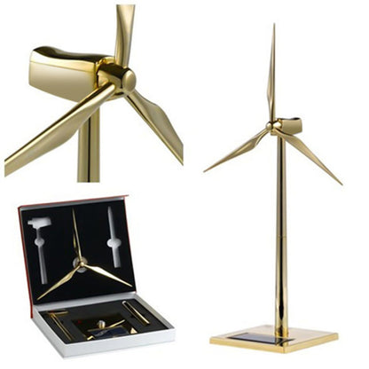 Golden 3D Metal Solar-Powered Windmill Assembly Model - DIY Engineering Decoration 3D Puzzle Model Kit Diyengmod