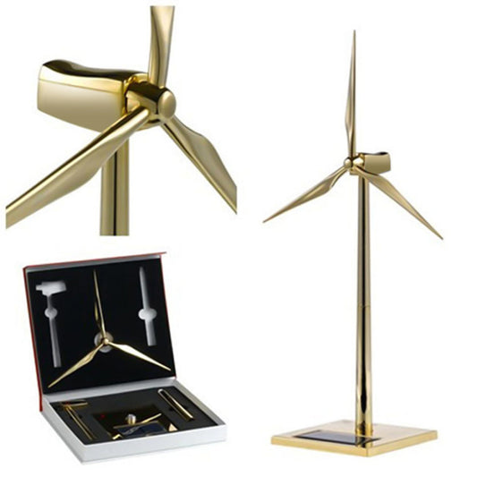 Golden 3D Metal Solar-Powered Windmill Assembly Model - DIY Engineering Decoration 3D Puzzle Model Kit Diyengmod