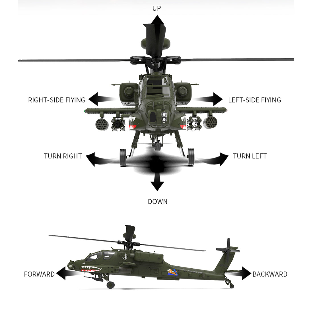 YU XIANG F11 AH-64 1/32 Scale 2.4G 6CH Ready-to-Fly Helicopter Model - DIY Eng Mod helicopter Diyengmod