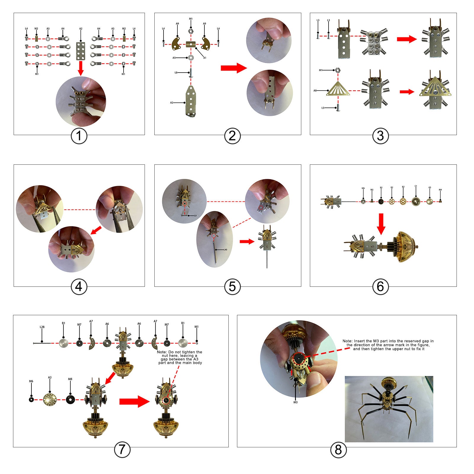 Steampunk Insect Miniature Metal Craft Set - 500+ Piece DIY Puzzle Collection 3D Puzzle Model Kit Diyengmod