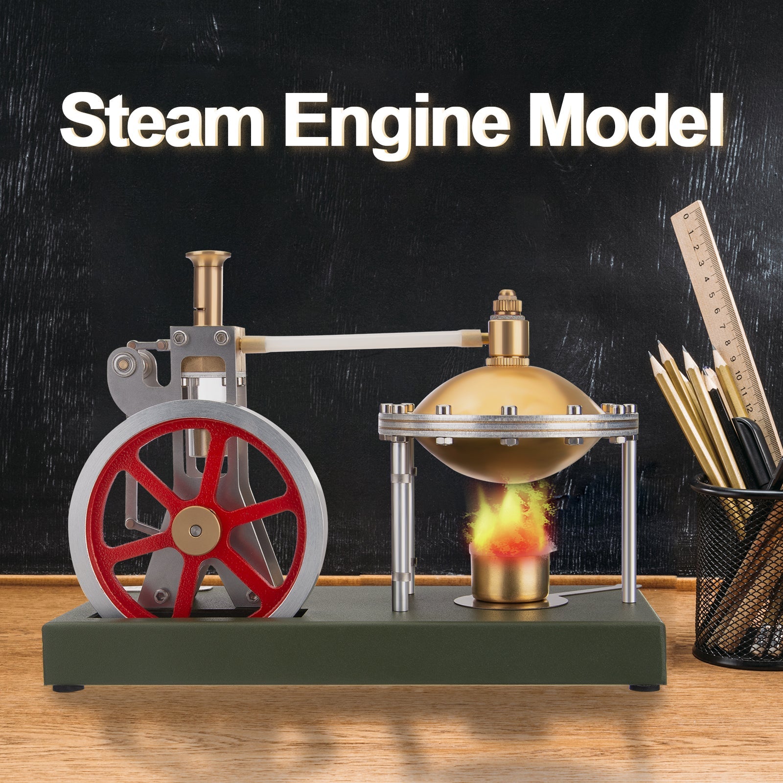 Retro Vertical Steam Engine DIY Assembly Kit with Spherical Boiler - ENJOMOR Steam Engine Diyengmod