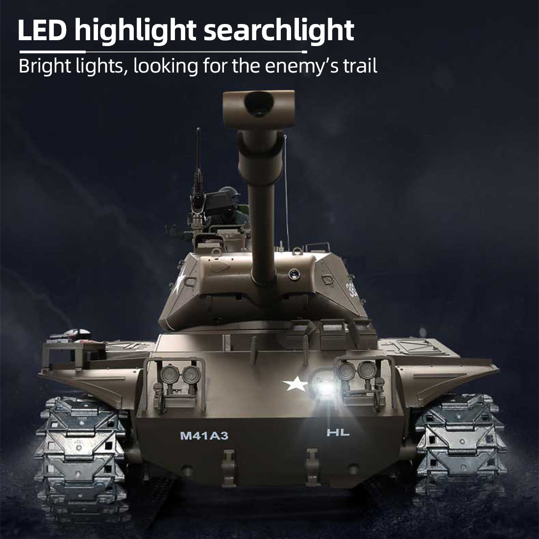 1/16 Scale 2.4G Remote Control American M41A3 Walker Bulldog Tank with LED Lights and Sounds - Ideal Model for Collectors and Kids RC Tank Diyengmod