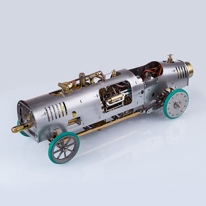 Retro RC Steam-Powered Vehicle Model with V4 Engine, Gearbox & Boiler - 1/10 Scale Assembly Kit Steam Engine Diyengmod