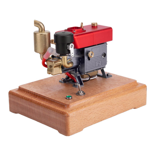 Upgraded Mini 2.6cc Single-Cylinder Four-Stroke Gasoline Engine Model by RETROL Engine Models Diyengmod Red&Gray