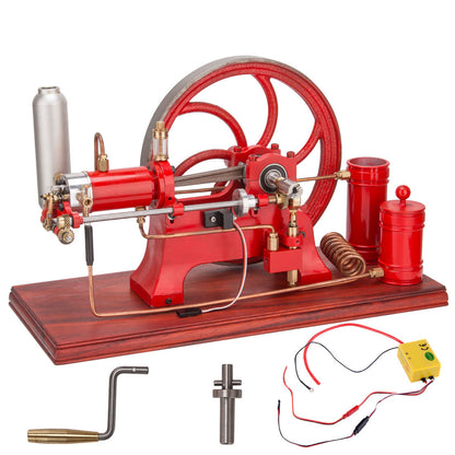 Vintage Inspired Horizontal Hot-Bulb Steam Engine Model with Water Cooling System Engine Models Diyengmod Red