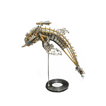 Steampunk 3D DIY Metal Dolphin Assembly Kit - Bionic Oceanic Model Desk Decor 3D Puzzle Model Kit Diyengmod