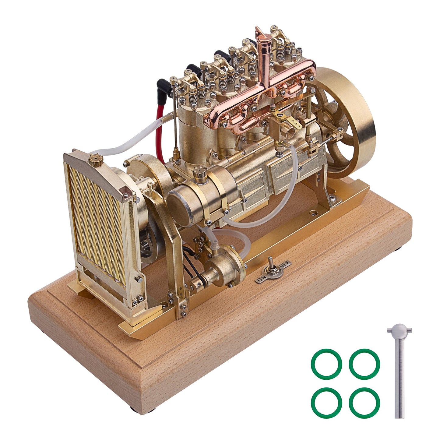 Holt H75 Vintage 12cc 4-Cylinder OHV Gas Tractor Engine with Water Cooling System and Mechanical Speed Limiter Engine Models Diyengmod Golden