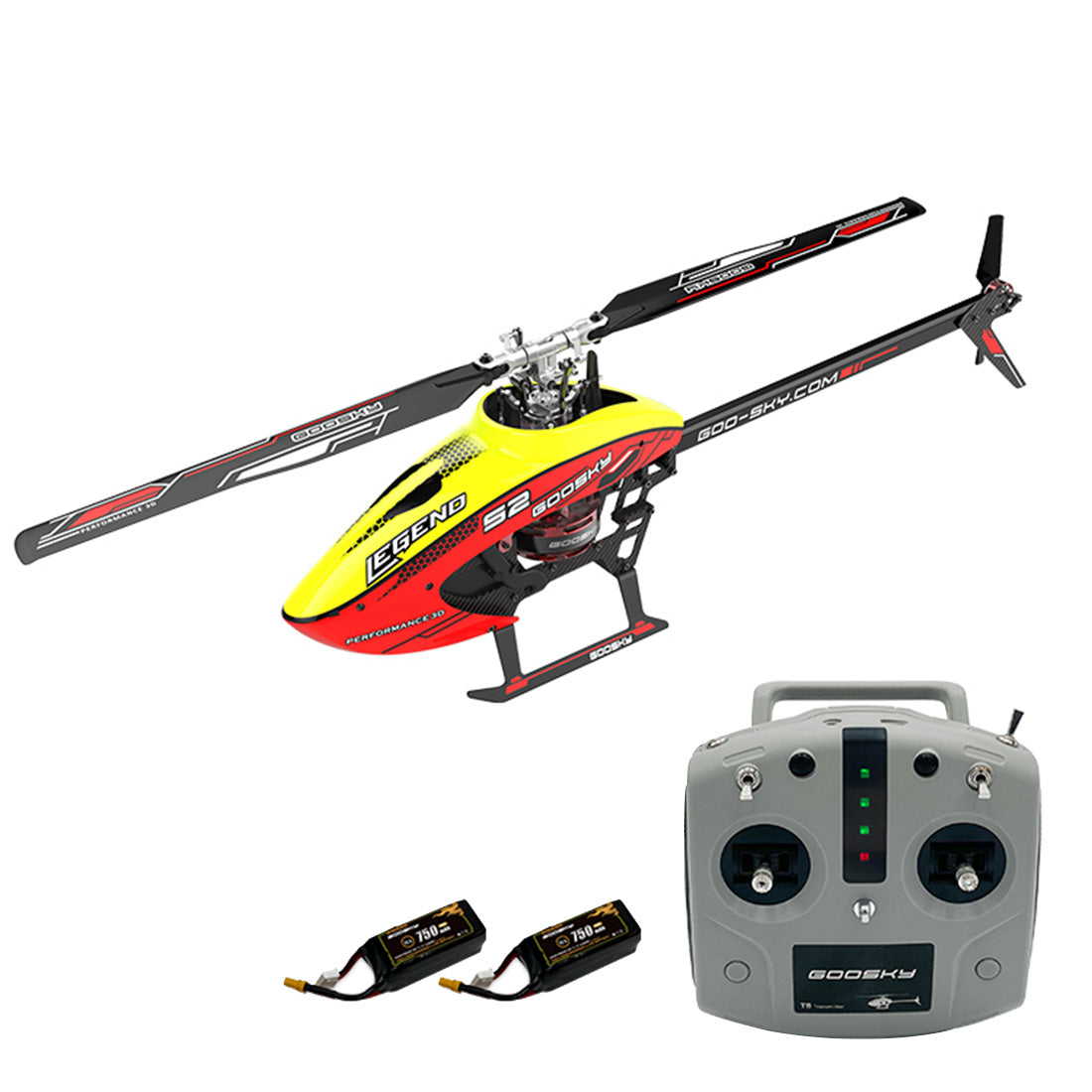 GOOSKY S2 6CH 3D Aerobatic RC Helicopter - Dual Brushless Motor Ready-to-Fly Model RC Airplane Diyengmod Red & Yellow Right-hand Flight Control