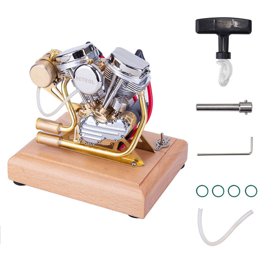 RETROL R30 Vintage Mini V2 Motorcycle Engine Model - 4.2CC OHV V-Twin Four-Stroke Gasoline Engine Engine Models Diyengmod