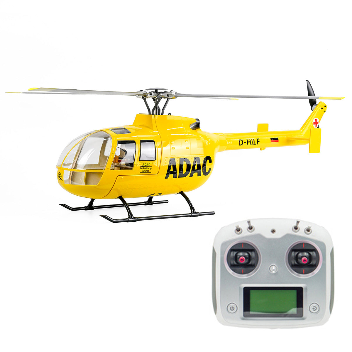 FLYWING BO105 470 6CH Military Remote Control Helicopter with GPS, H1 Flight Controller, and Customizable Controls Helicopter Model Diyengmod RTF Version