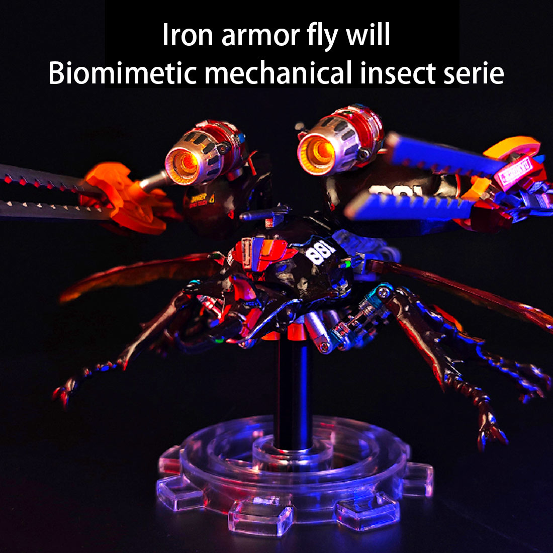 LED-Illuminated 3D Mechanical Bionic Beetle Model Kit with Eight-Cylinder Engine - DIY Engineering Marvel 3D Puzzle Model Kit Diyengmod