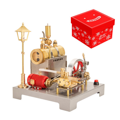 RETROL SE-02 Complete Metal Stationary Steam Engine Kit with Functional Boiler, Generator, and Illuminating Street Lamp Steam Engine Diyengmod