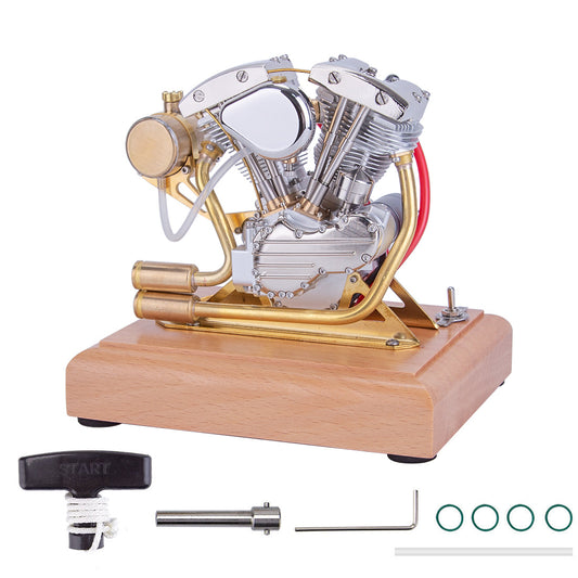 RETROL R32 Miniature V-Twin 4.2CC Four-Stroke Gasoline Engine Model for Motorcycle Enthusiasts Engine Model Diyengmod