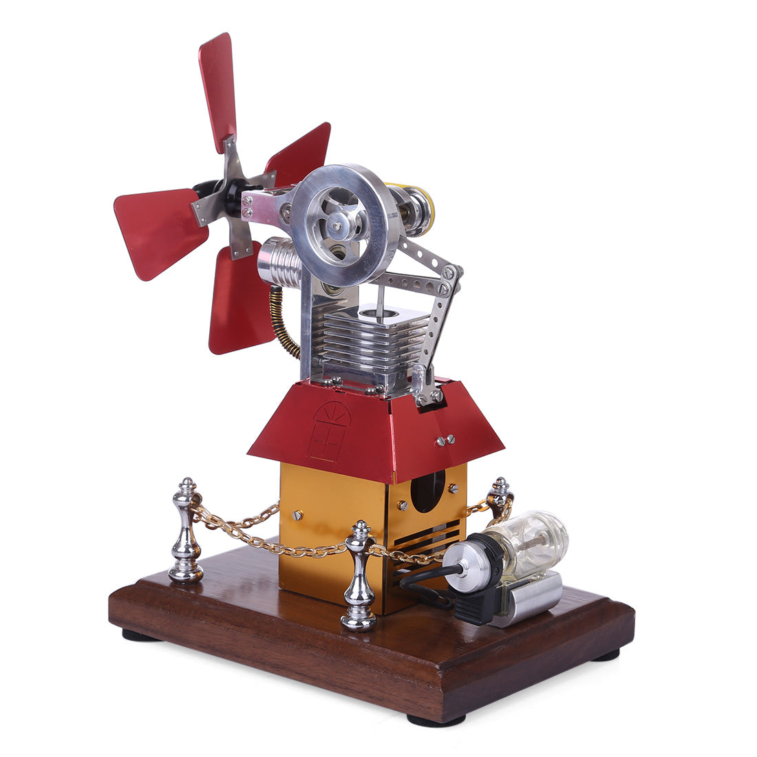 DIY Butane-Powered Stirling Engine Model with Unique Windmill Design Stirling Engine Diyengmod