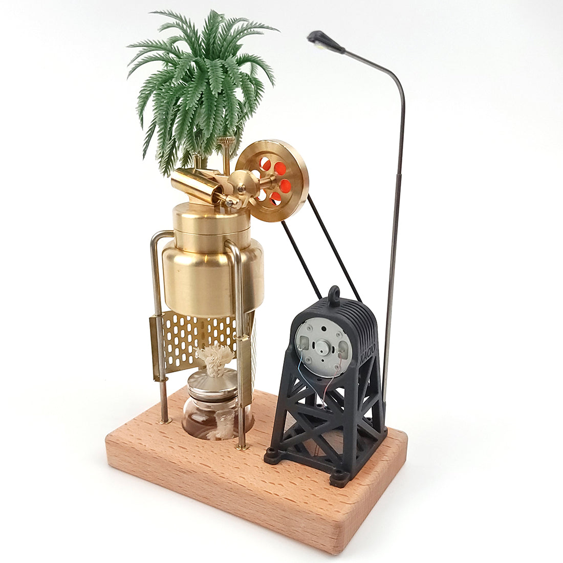 KACIO FD-6 Compact Brass Vertical Swing Steam Engine Model with Boiler and Power Generation Kit Steam Engine Diyengmod