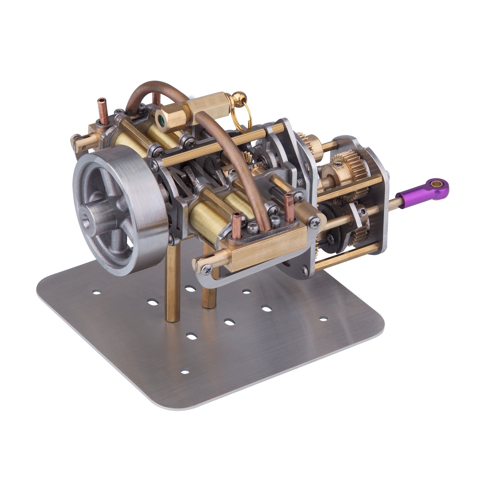 Compact 4-Cylinder Opposed Steam Engine Model with Gearbox for Miniature Model Ships Steam Engine Diyengmod