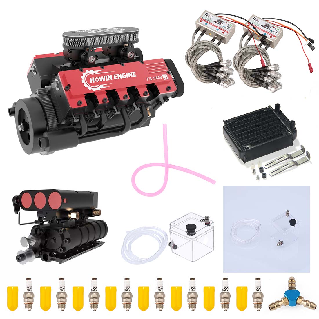 TOYAN FS-V800G V8 28cc Gasoline Engine Model Kit with Supercharger and CDI Ignition Toyan Engine Diyengmod