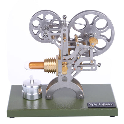 Retro Film Projector Stirling Engine Model - DIY Assembly External Combustion Engine with Elegant Metal Base, Ideal Gift for Science Enthusiasts Stirling Engine Diyengmod