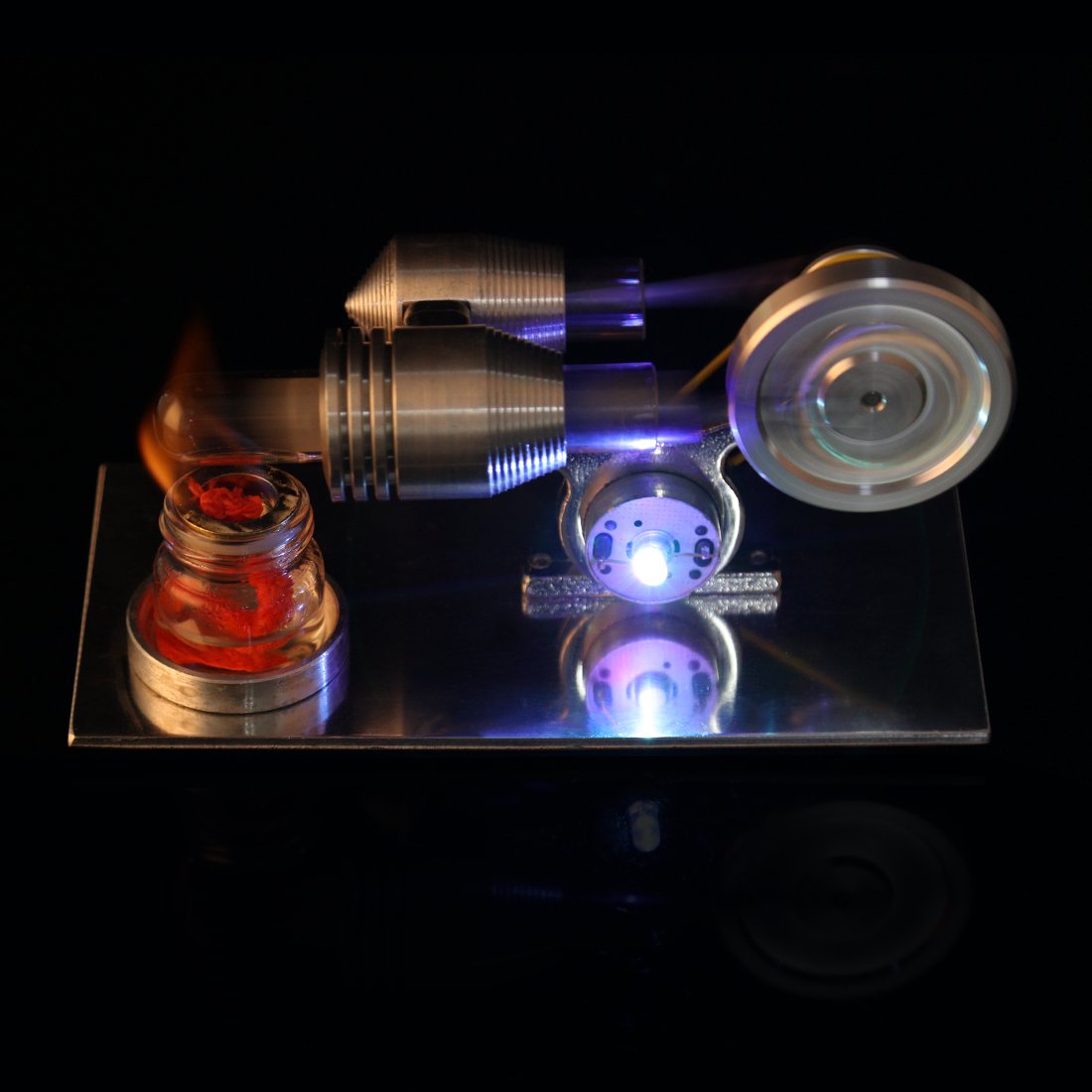 DIY Stirling Engine Kit with LED Light - Fun Educational Model for Science Experiments Stirling Engine with LED Diyengmod