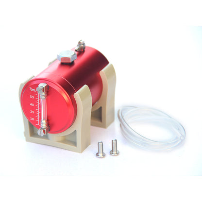 70ml Metal Fuel Tank with Oil Level Indicator and Dual 4mm Oil Pipes for RC Engine Models and Gas-Powered Boats Engine Model Diyengmod Red