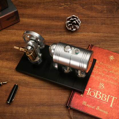 Miniature Metal Steam Engine Kit - Fully Functional Model with Alcohol Lamp and Heating Boiler Steam Engine Diyengmod