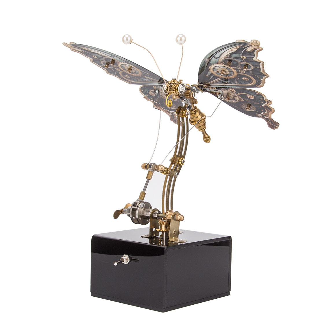 Dynamic Butterfly Metal Model Kit with Music Box - 3D DIY Mechanical Assembly 3D Puzzle Model Kit Diyengmod Grey