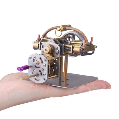 Compact 4-Cylinder Opposed Steam Engine Model with Gearbox for Miniature Model Ships Steam Engine Diyengmod