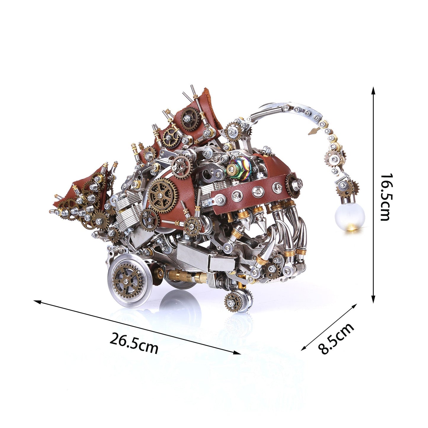 Steampunk 3D Metal Anglerfish Puzzle Model with Luminous Bulb - 1064 PCS DIY Assembly Gift 3D Puzzle Model Kit Diyengmod