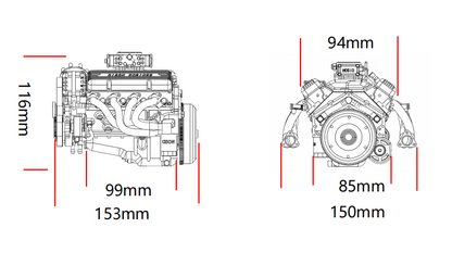 CISON 44CC V8 Gas Engine Model Kit - Build Your Own Functional 1/6 Scale Water-Cooled OHV 4-Stroke Engine DIY Engine Diyengmod