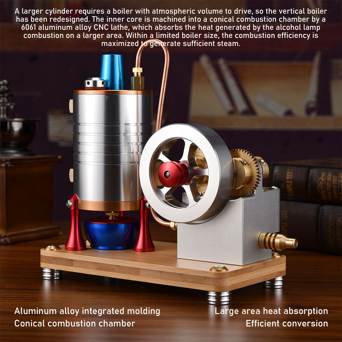 All-Metal Vintage Twin-Cylinder Steam Engine Model with Balanced Crankshaft for STEM Education Engine Models Diyengmod