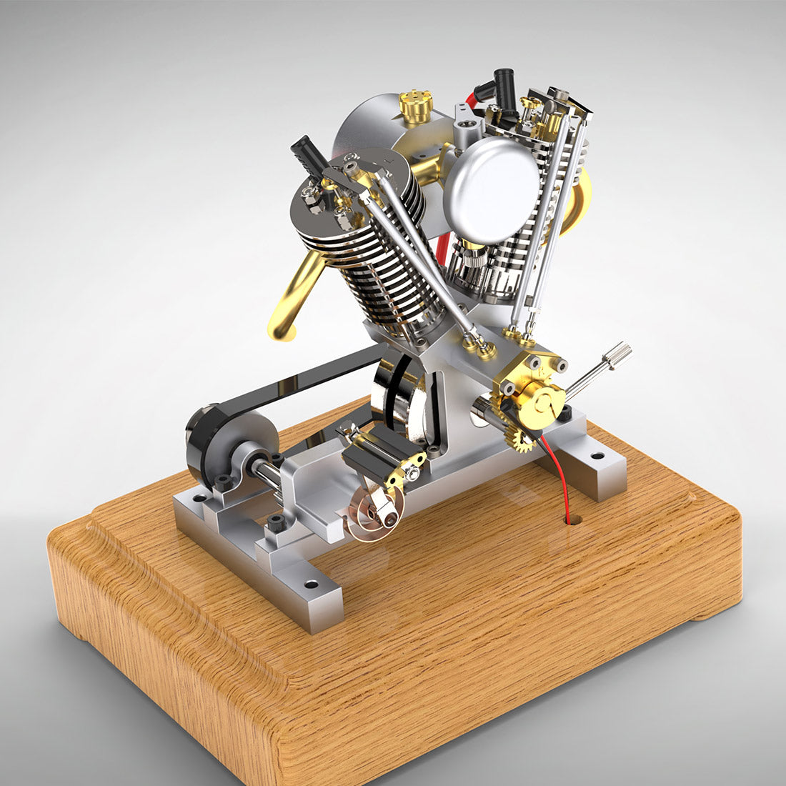 MUSA Hoglet V-Twin Miniature Gasoline Engine Model - Realistic 4-Stroke Motorcycle with Kickstart Function (RTR Version) Engine Models Diyengmod