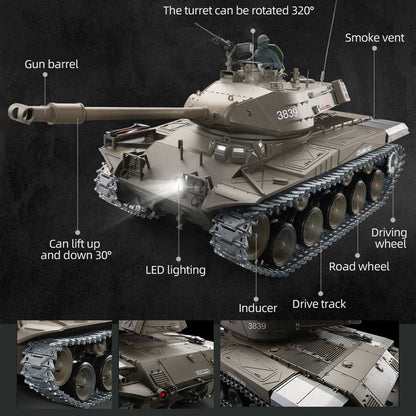 1/16 Scale 2.4G Remote Control American M41A3 Walker Bulldog Tank with LED Lights and Sounds - Ideal Model for Collectors and Kids RC Tank Diyengmod