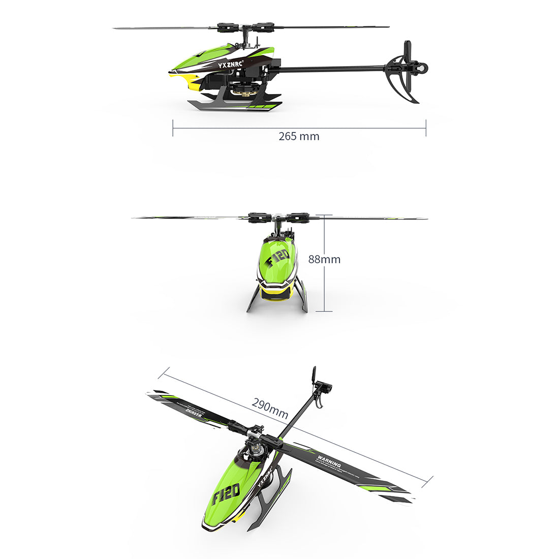 YU XIANG F120 2.4G 6CH Brushless RC Helicopter Model - RTF Edition with Right Hand Throttle RC Airplane Diyengmod